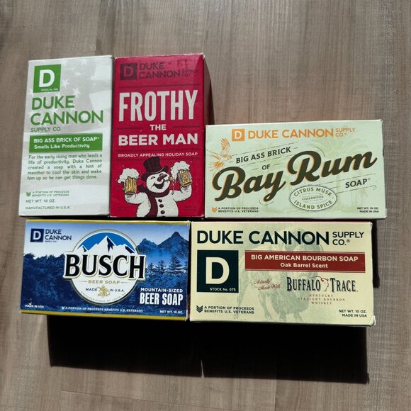 Duke Cannon Big Brick Soap Bundle 5-Pack 10oz Bars Beer Bourbon Bay Rum USA Made - Picture 3 of 7